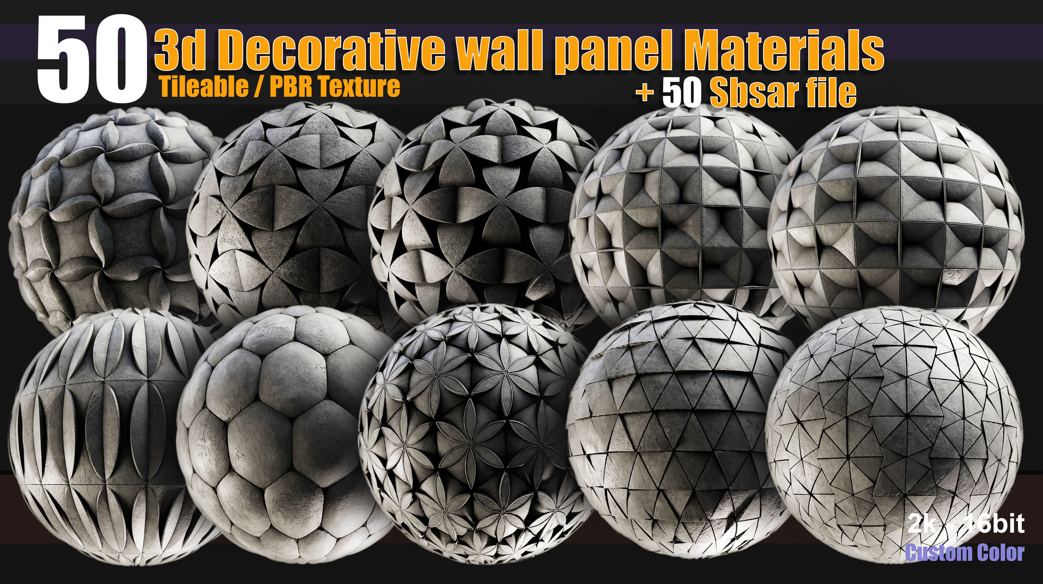 50 3d Decorative wall panel materials Texture_5