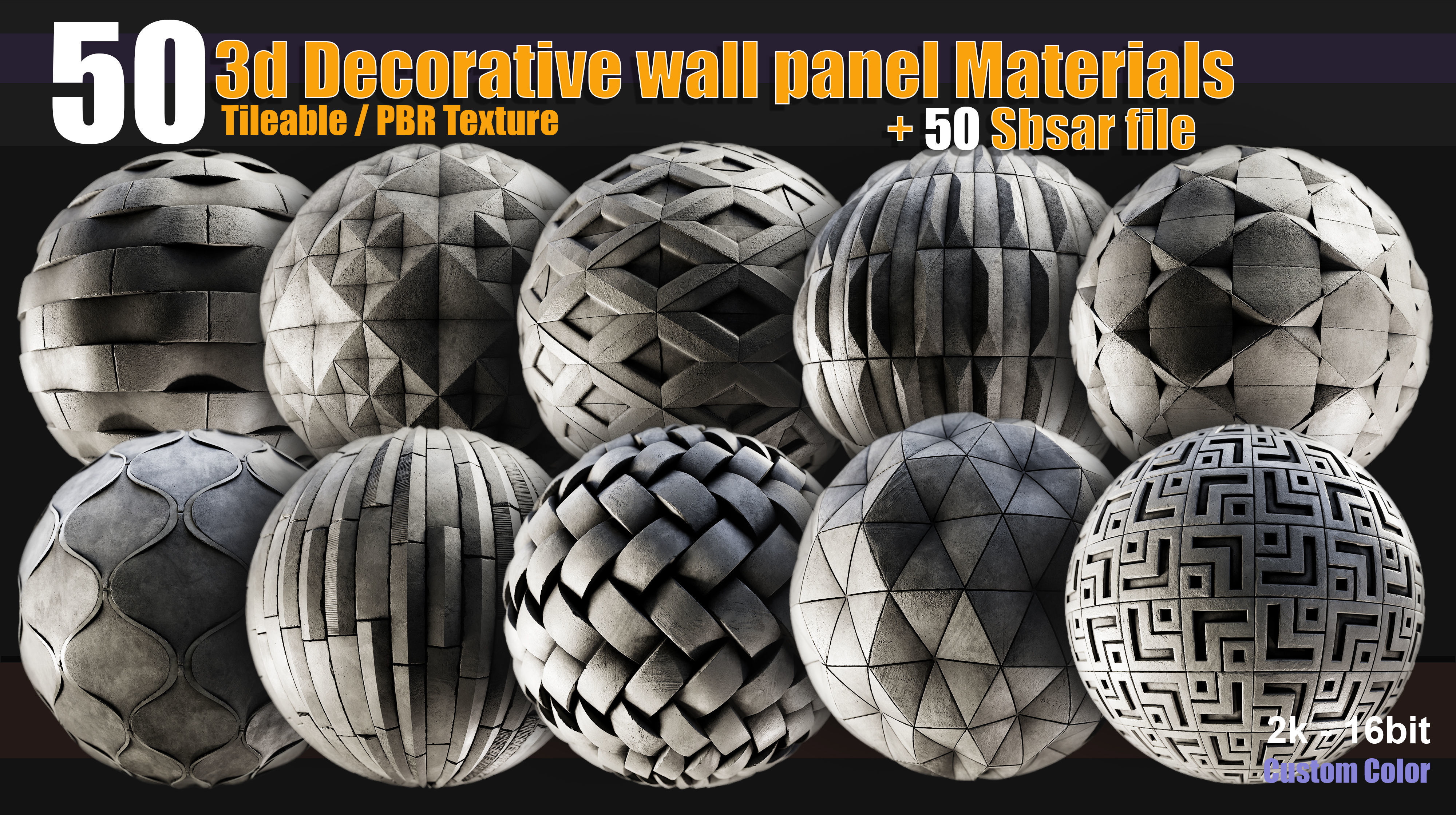 50 3d Decorative wall panel materials Texture_4