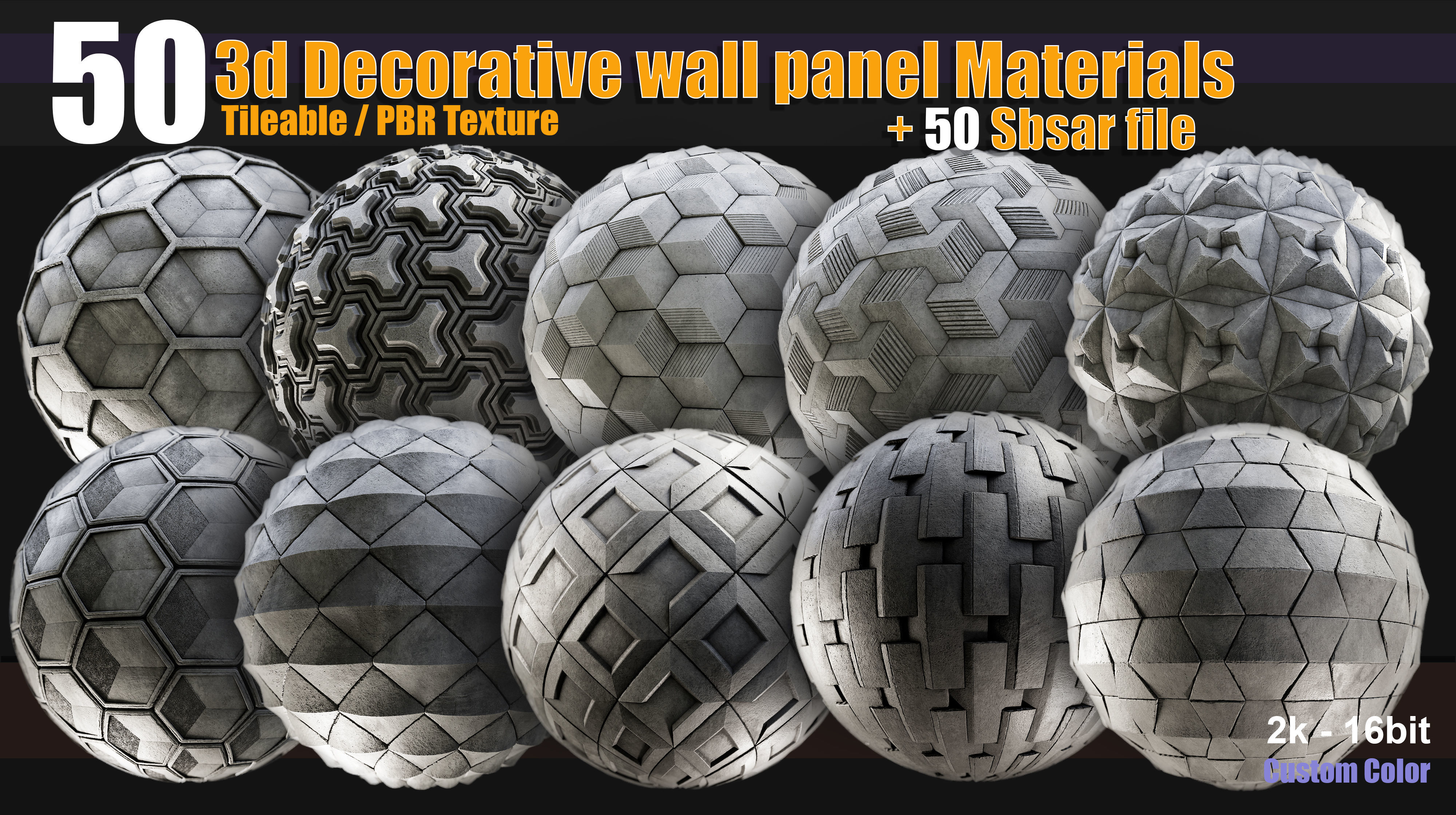 50 3d Decorative wall panel materials Texture_3