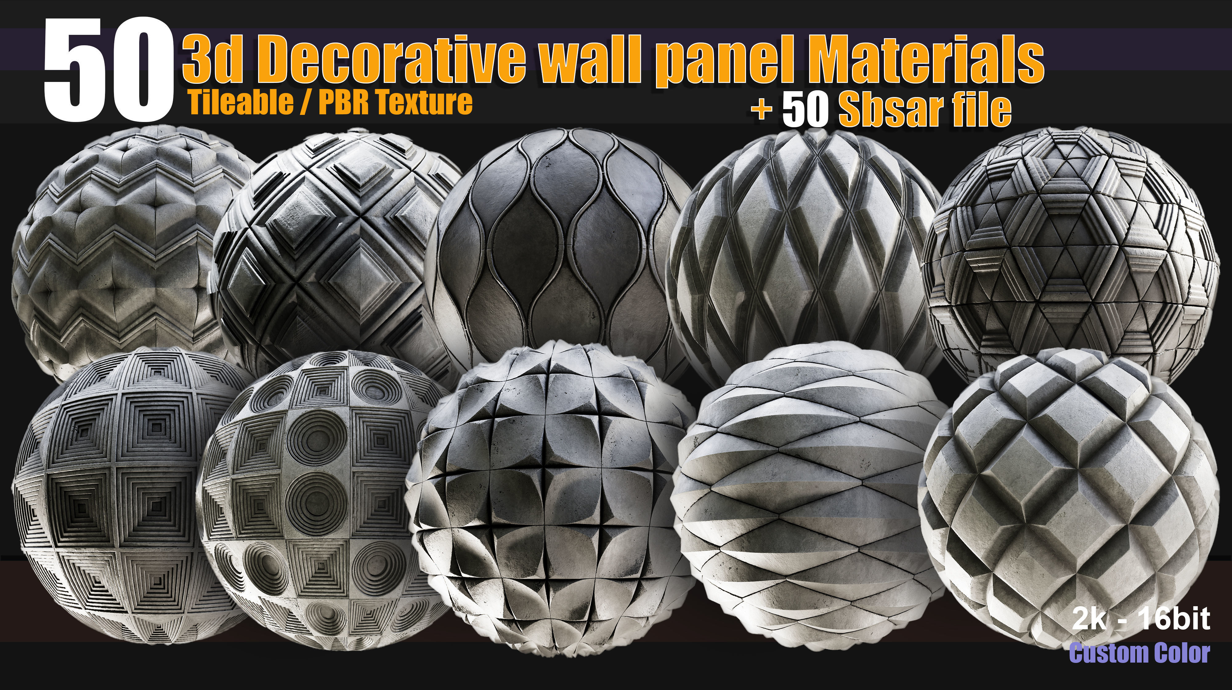50 3d Decorative wall panel materials Texture_1