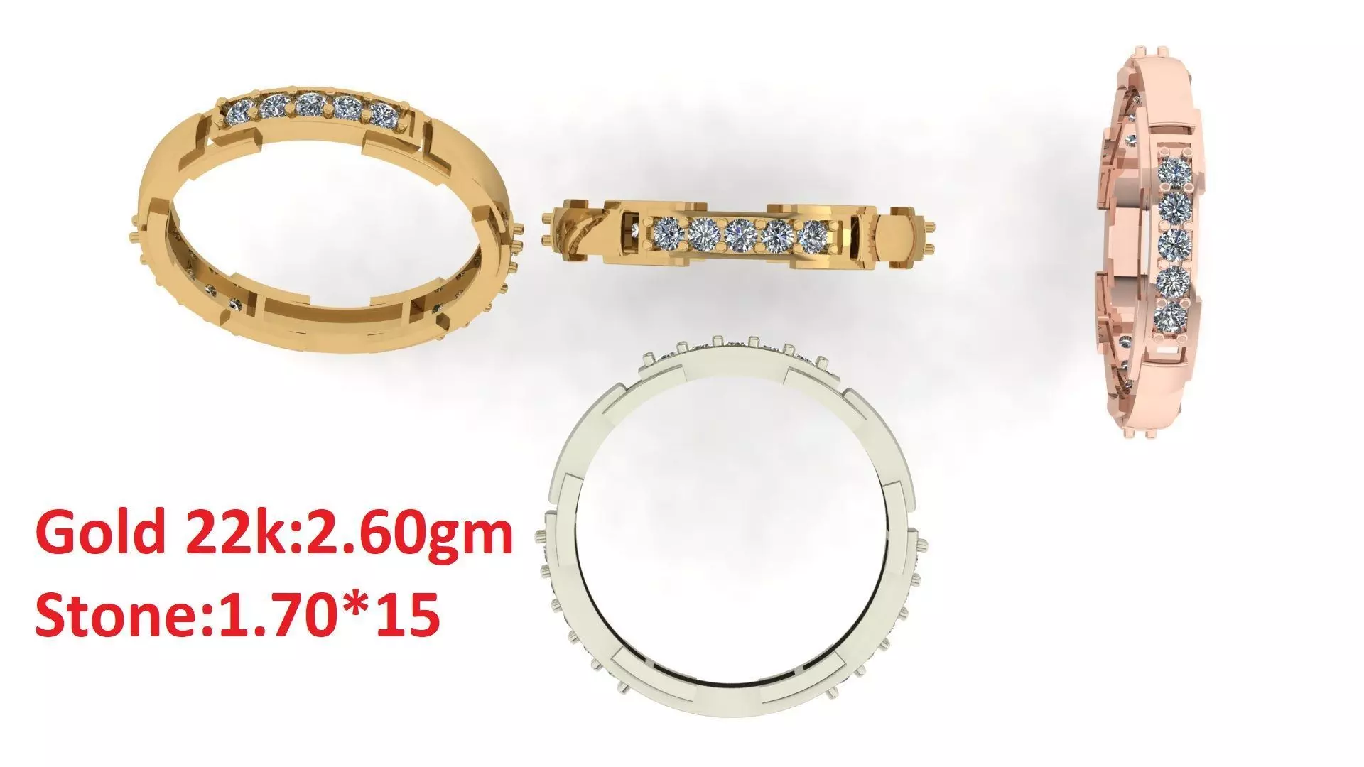 Band stone rings 1 3D print model_0