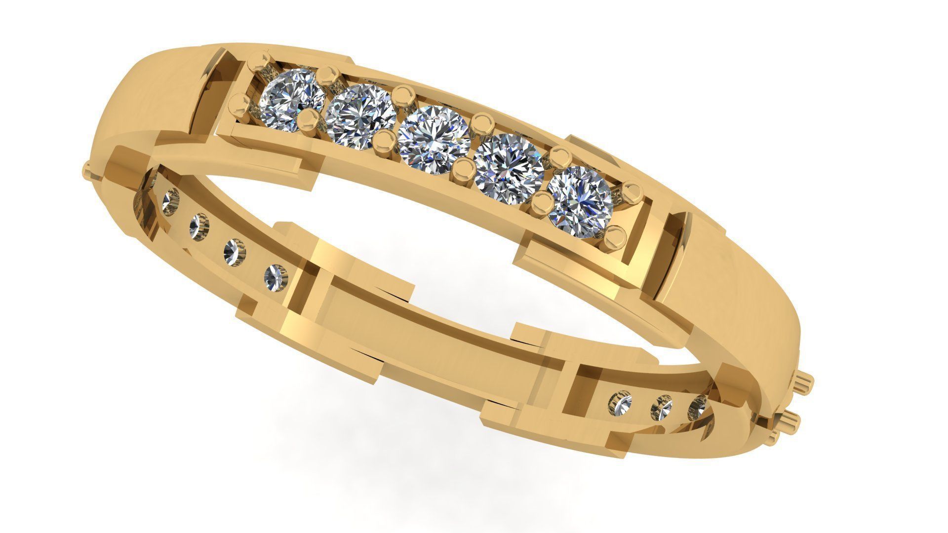 Band stone rings 1 3D print model_5