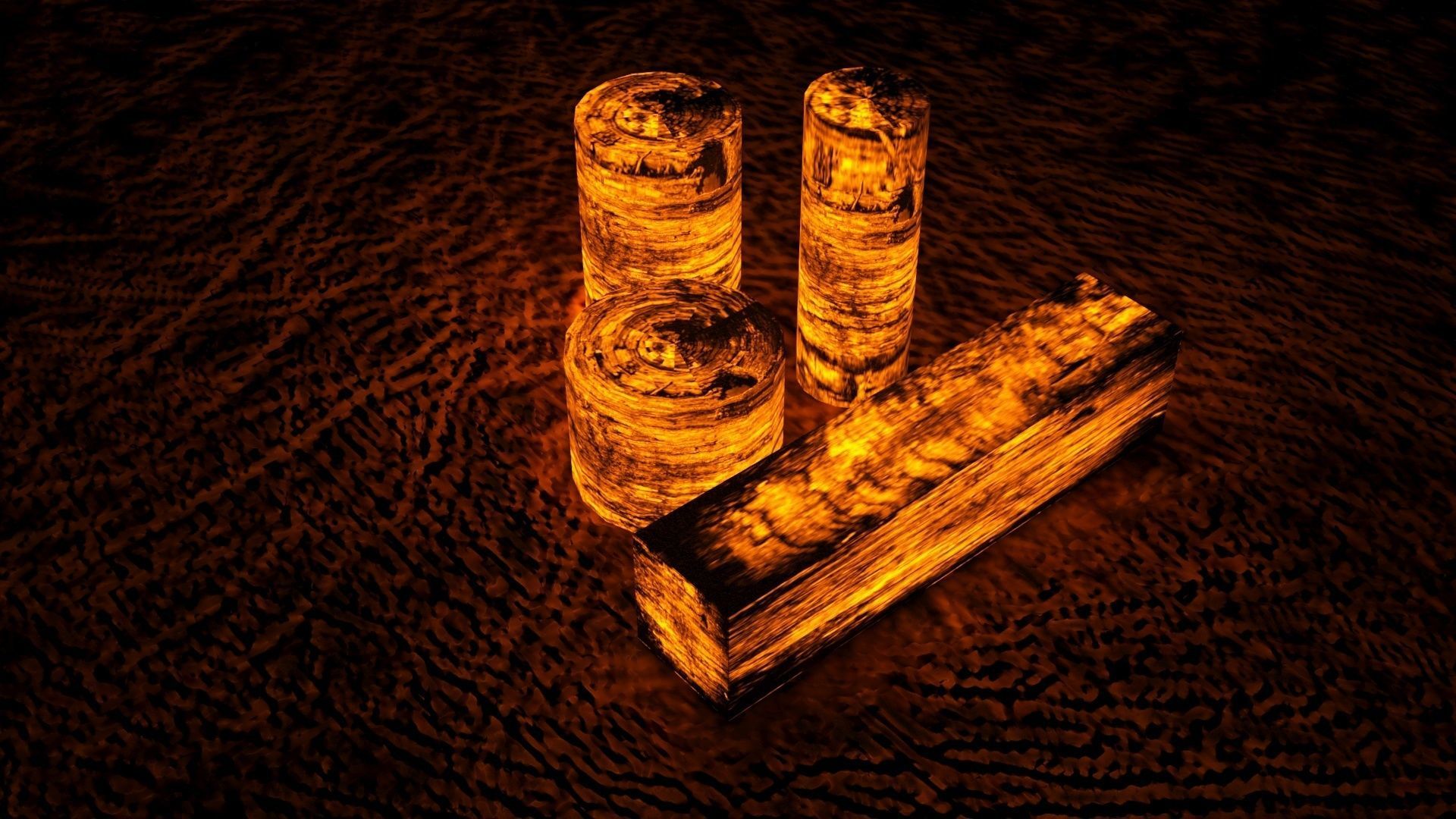 Burning Wood 3D model_1