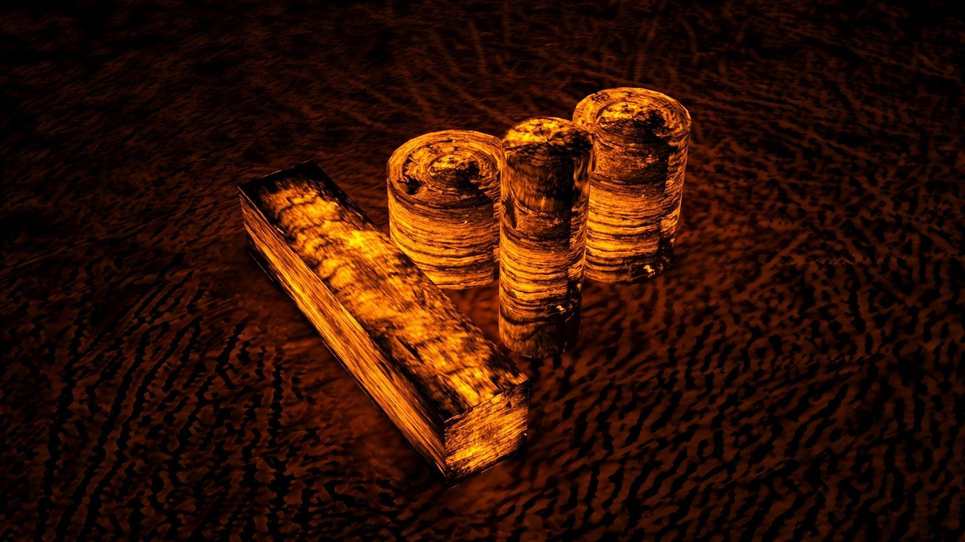 Burning Wood 3D model_2