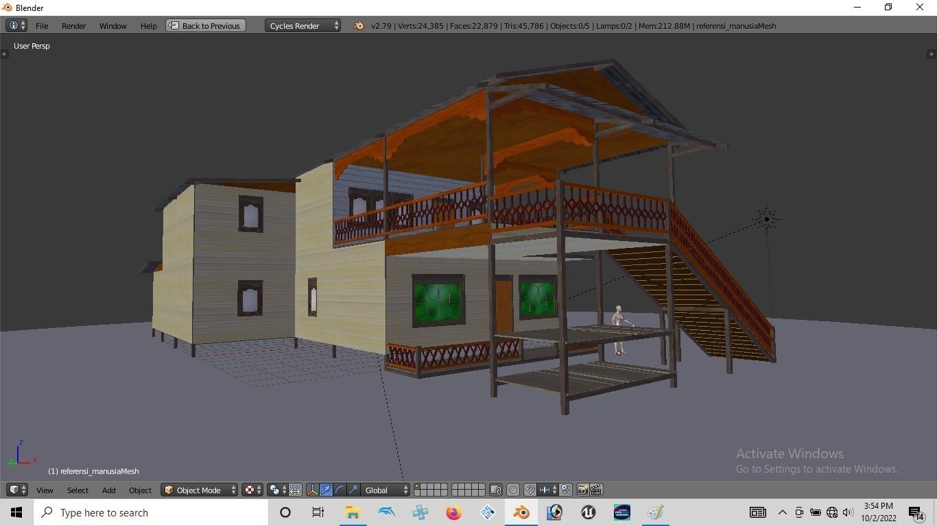 Rumah kayu tingkat 003-004 3D model_6
