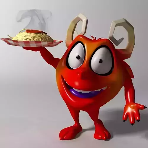 Cartoon Red Monster Rigged Low-poly 3D model