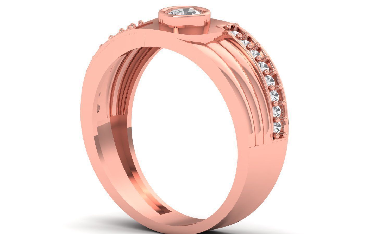 Solitaire Wedding Engagement Round Stone Ring 3D print model_1