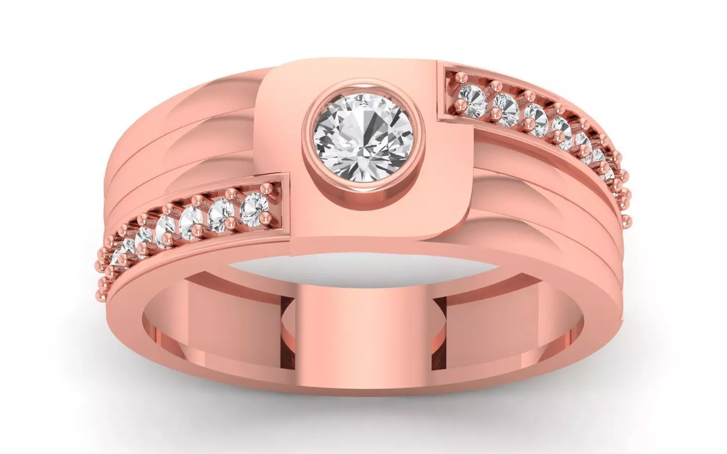 Solitaire Wedding Engagement Round Stone Ring 3D print model_0