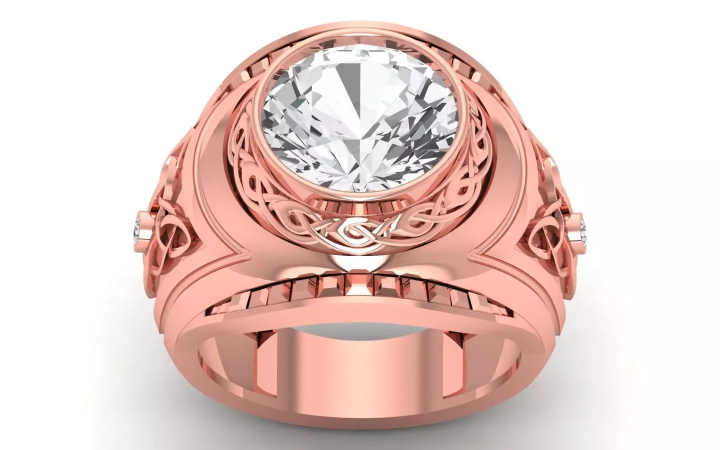 Solitaire Wedding Engagement Big Round Stone  Ring 3D print model_0