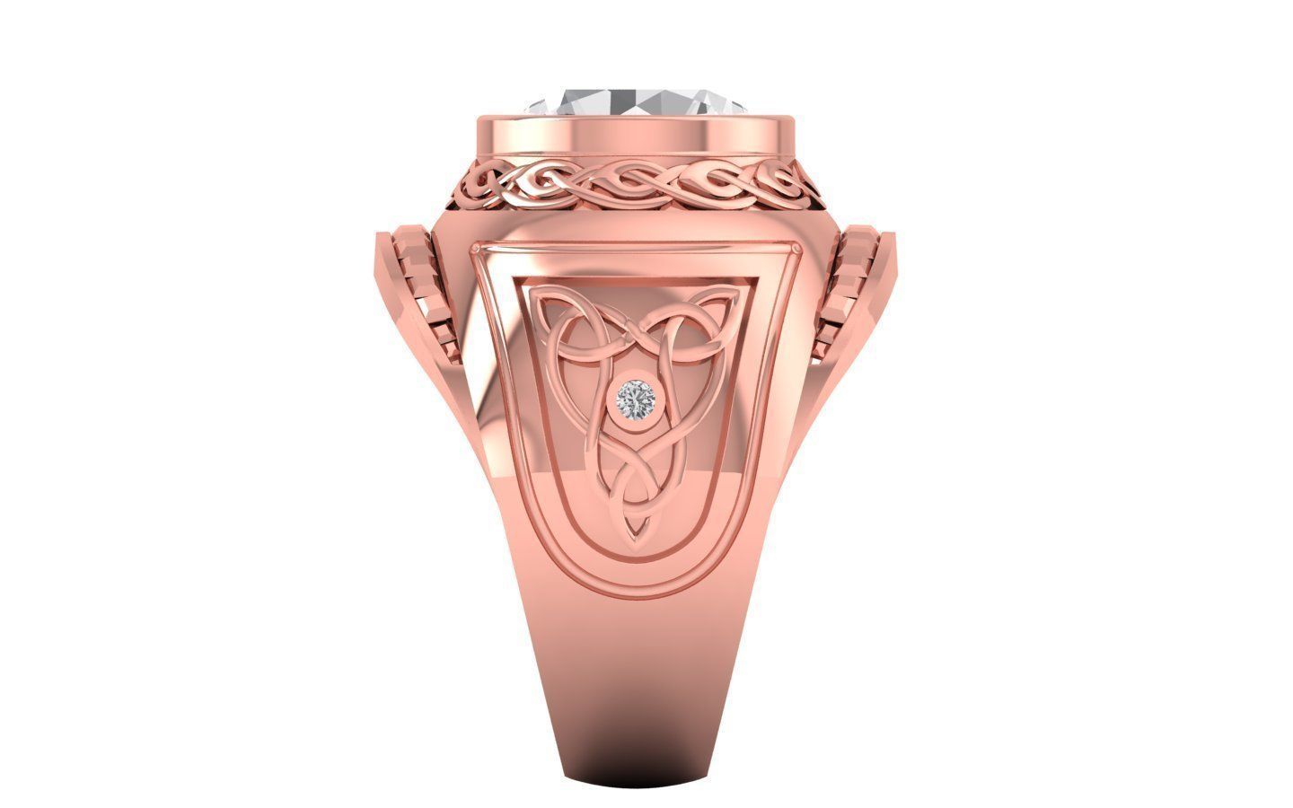 Solitaire Wedding Engagement Big Round Stone  Ring 3D print model_1