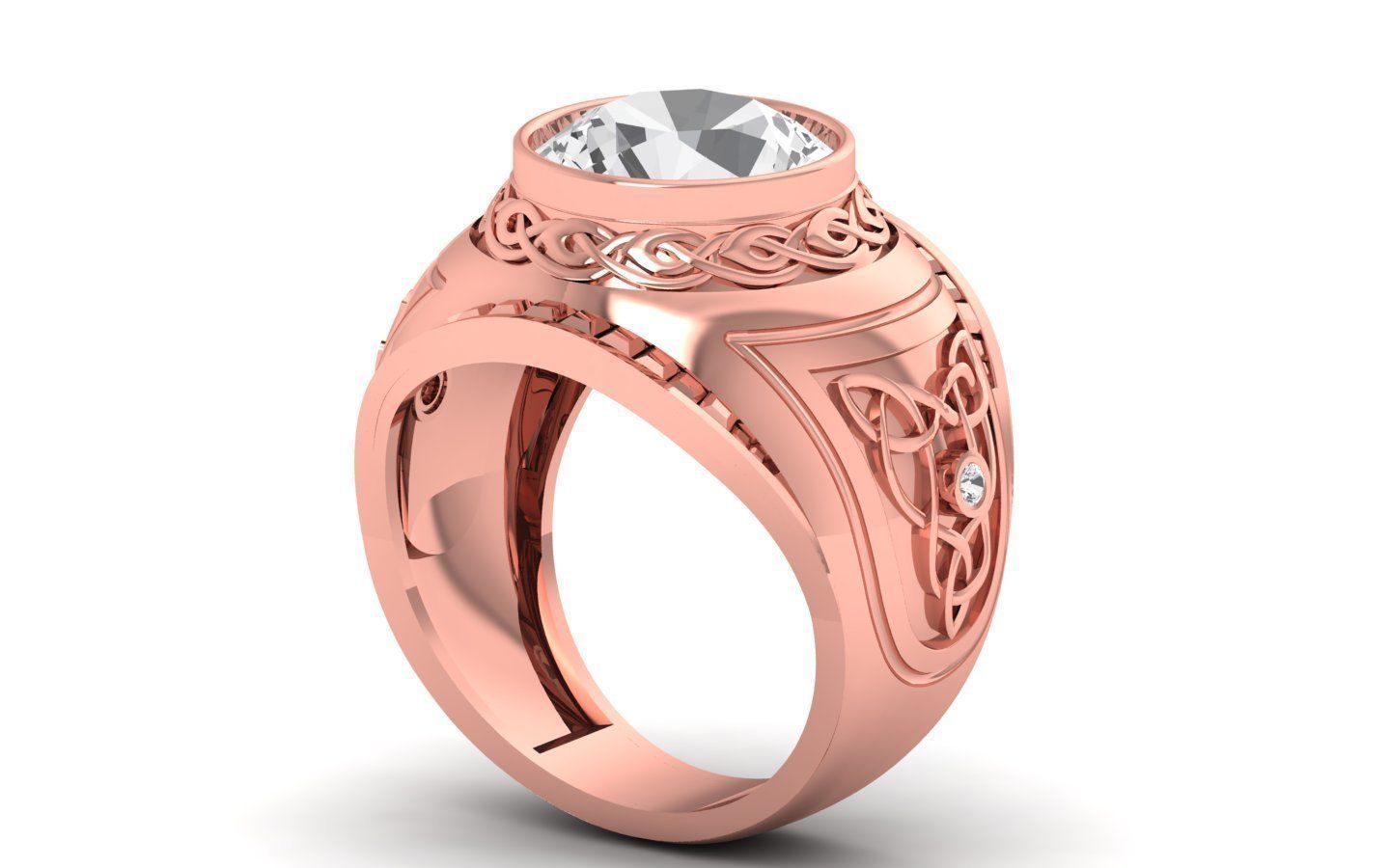 Solitaire Wedding Engagement Big Round Stone  Ring 3D print model_2