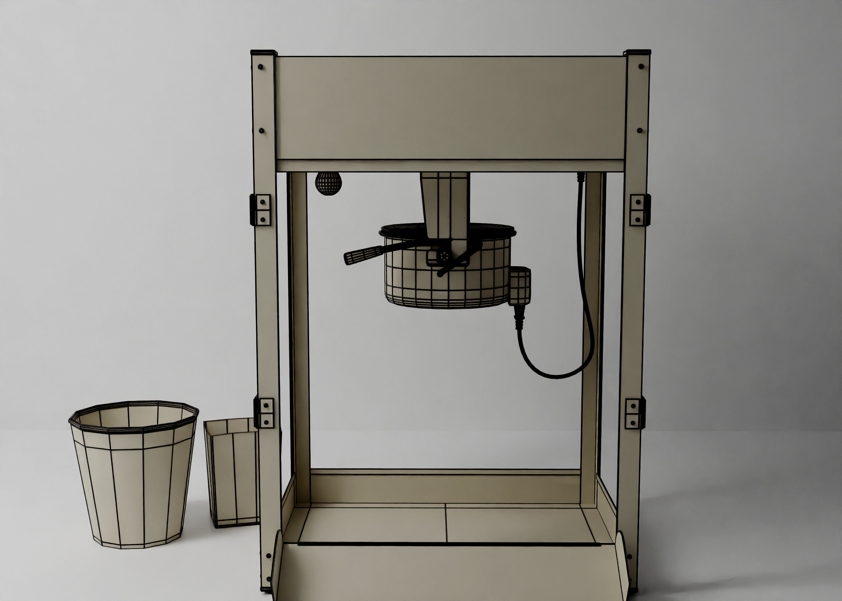 popcorn popper machine Low-poly 3D model_5