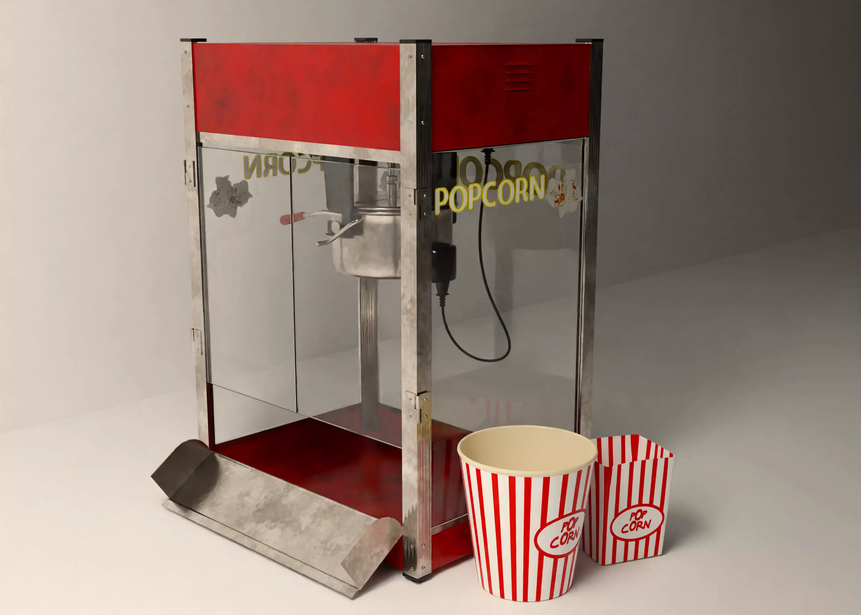 popcorn popper machine Low-poly 3D model_0