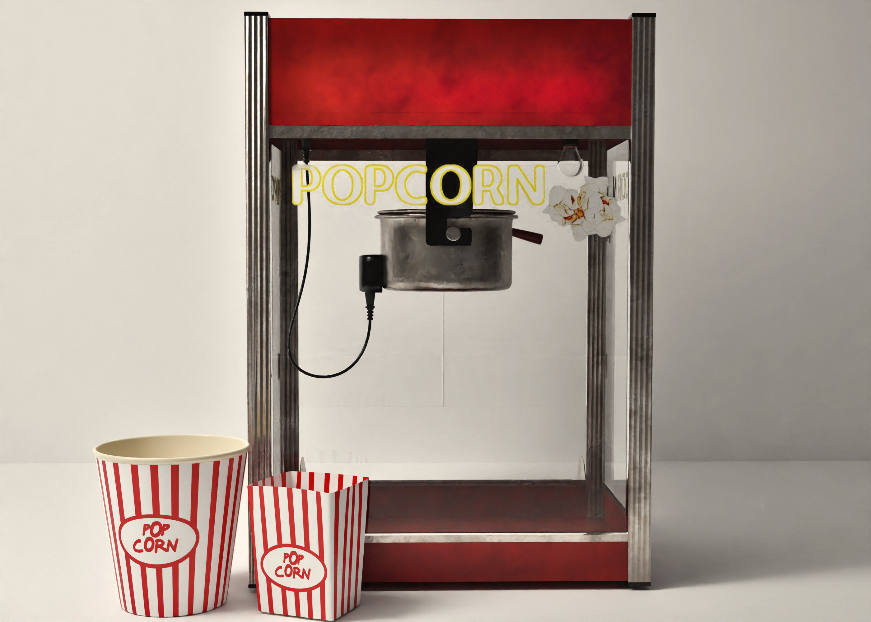 popcorn popper machine Low-poly 3D model_1