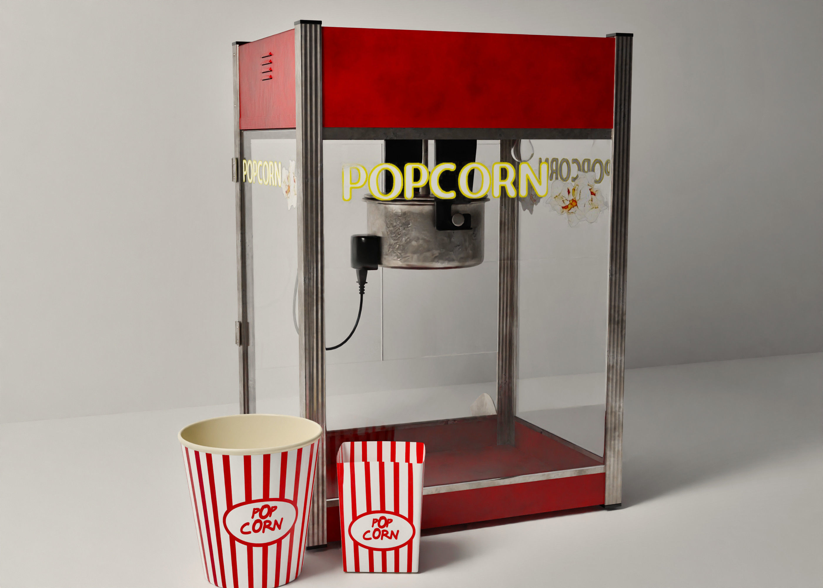 popcorn popper machine Low-poly 3D model_2