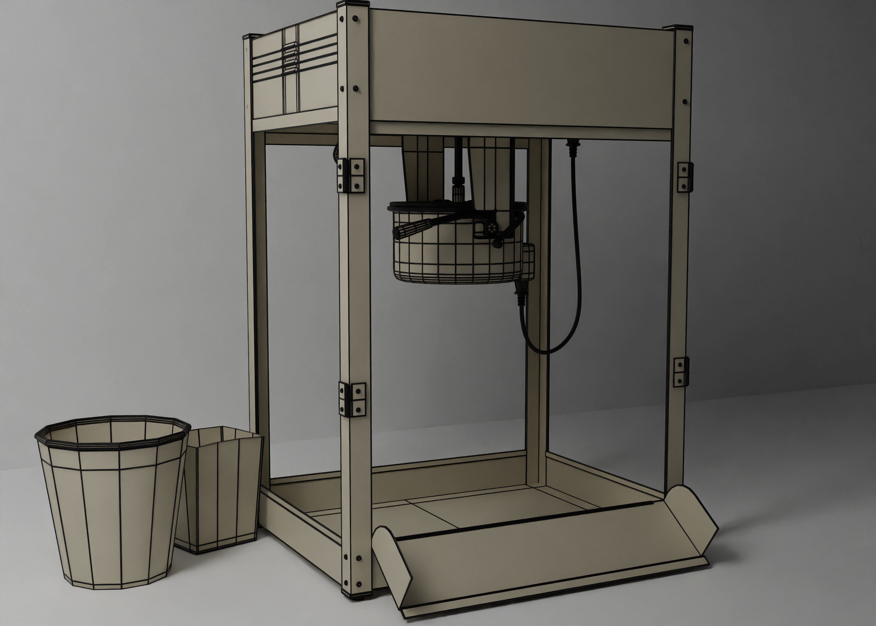 popcorn popper machine Low-poly 3D model_4
