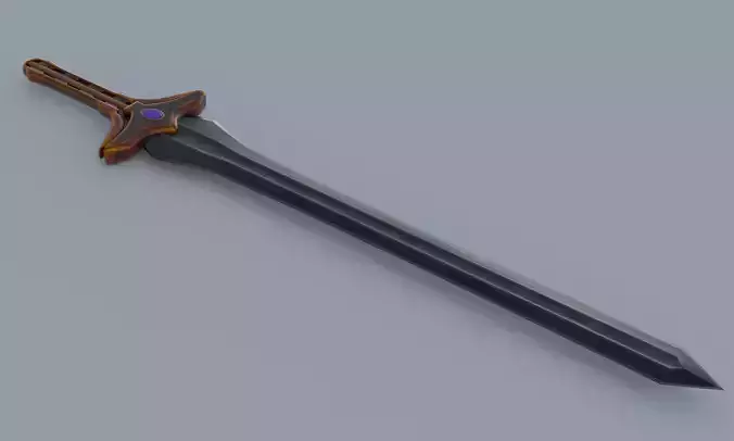 Fantasy sword low poly 3D model PBR weapon