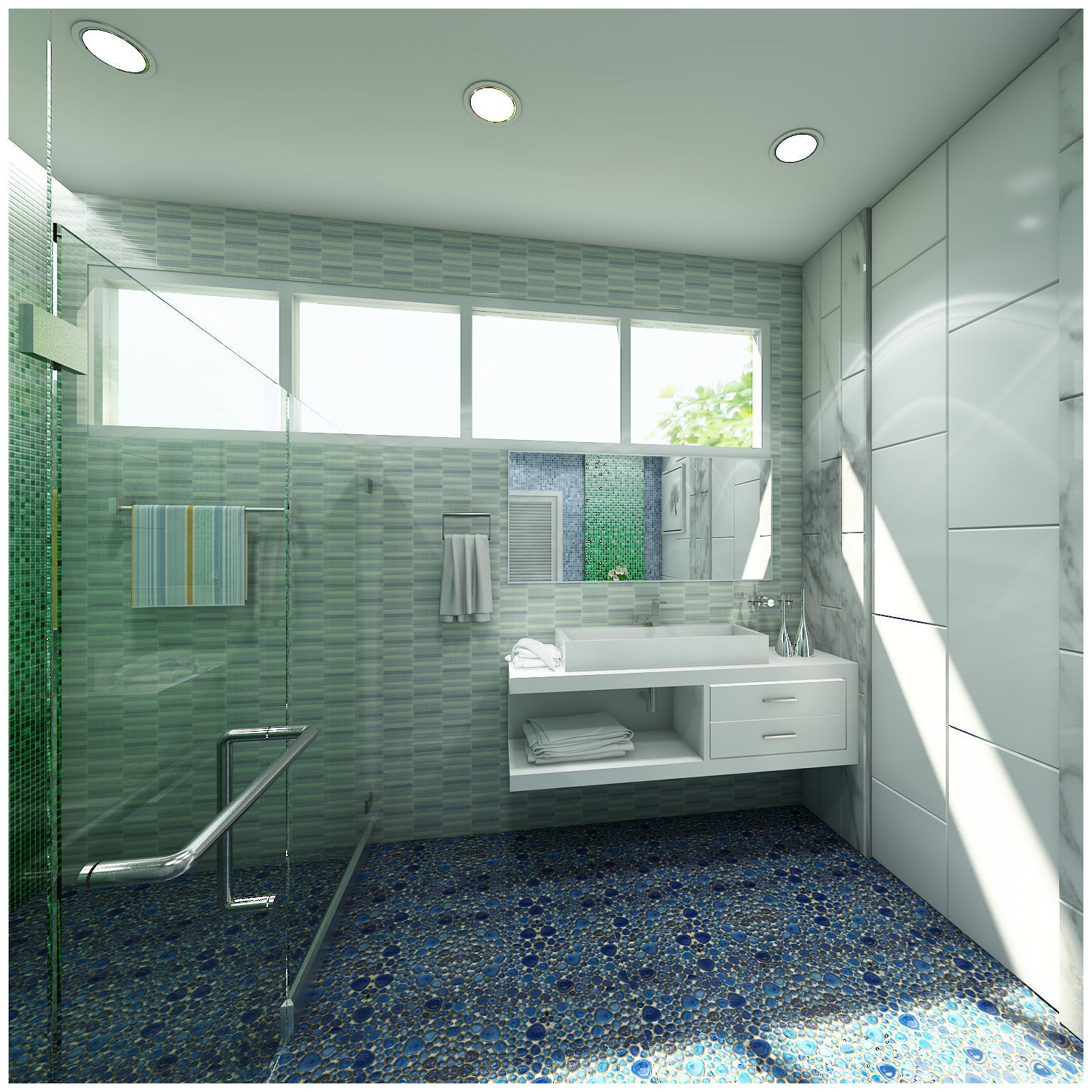 bathroom 6 design with tiles 3D model_1