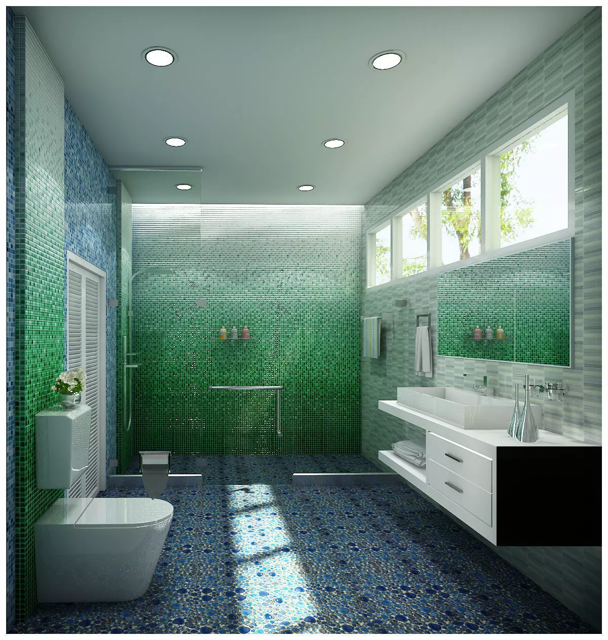 bathroom 6 design with tiles 3D model_0