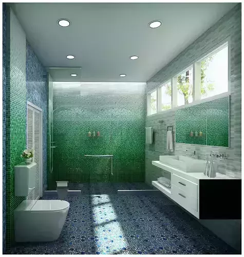 bathroom 6 design with tiles 3D model