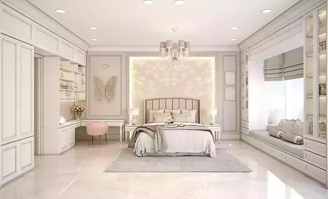 Pinky Girl Bedroom Set 3D model