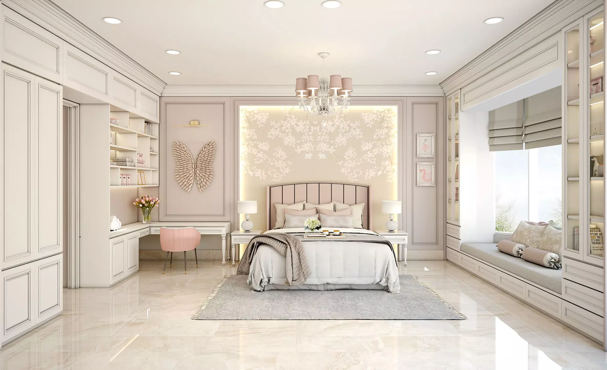 Pinky Girl Bedroom Set 3D model_0