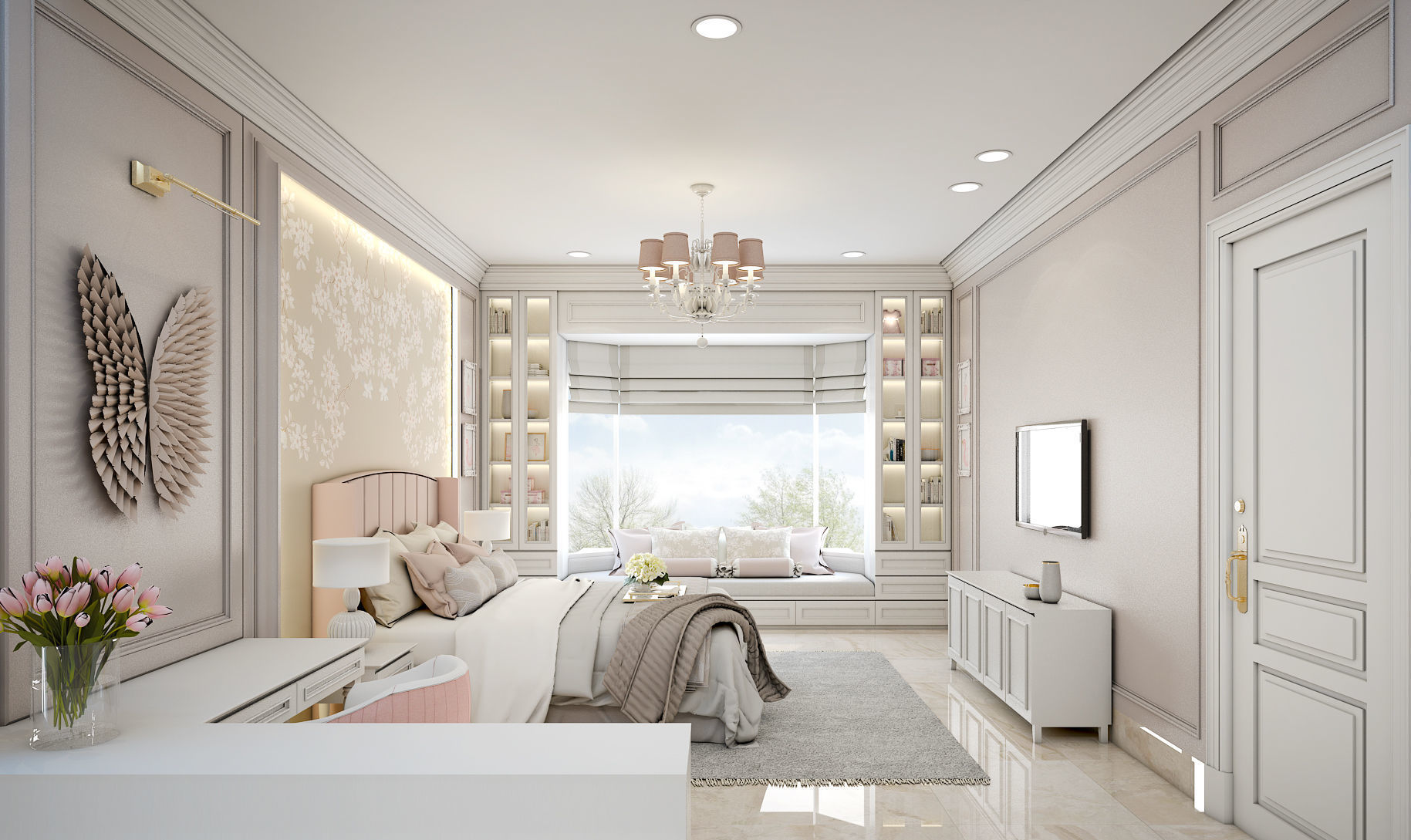 Pinky Girl Bedroom Set 3D model_1