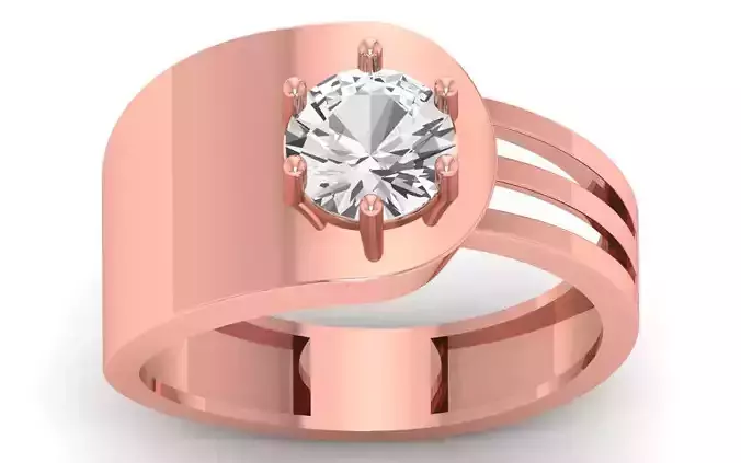 Round Diamond Solitaire Wedding Engagement Round Stone Ring 3D print model
