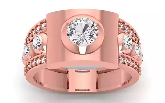Designer Wedding Engagement Round Stone Ring 3D print model