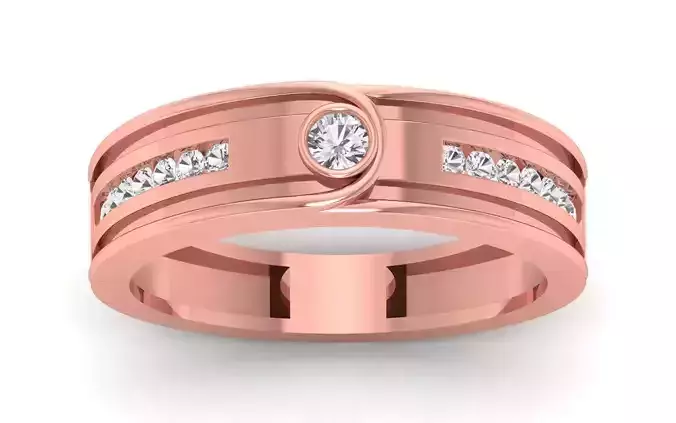 Solitaire Wedding Engagement Round Stone Band Ring 3D print model