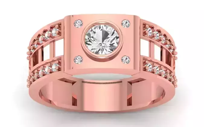 Solitaire Wedding Engagement Filigree Round Stone Ring 3D print model