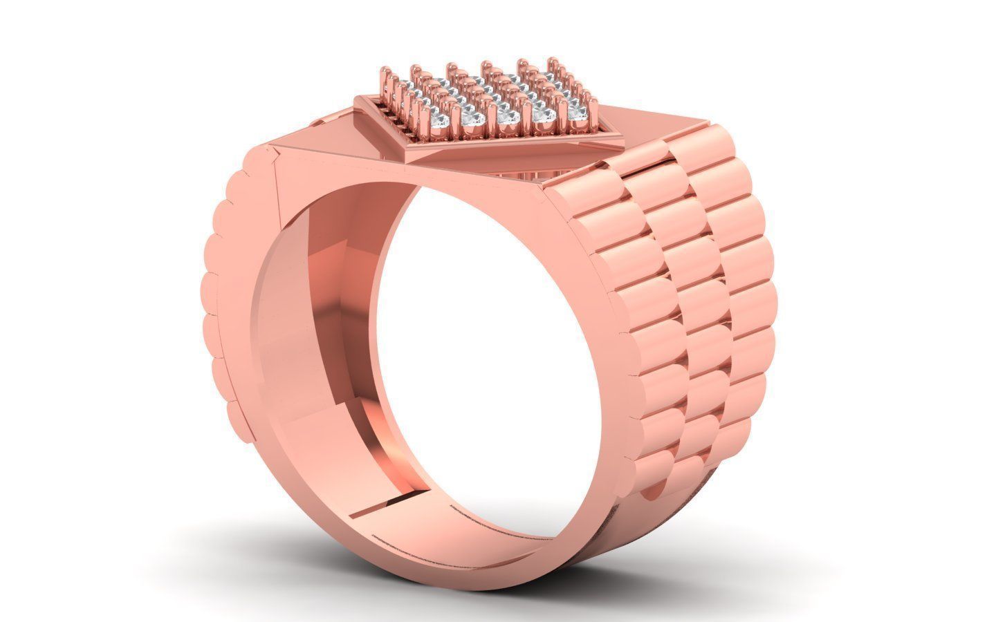 Solitaire Wedding Engagement Mens Ring 3D print model_2