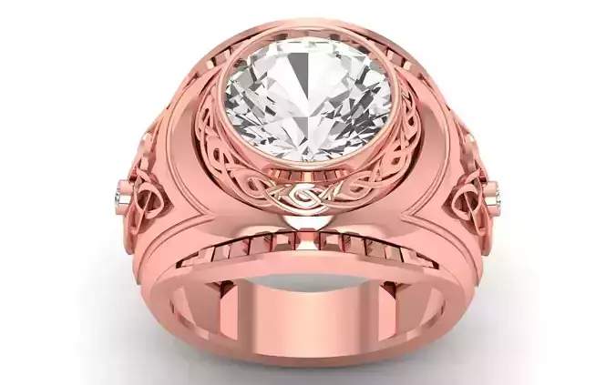 Round Solitaire Wedding Engagement Big Round Stone  Ring 3D print model