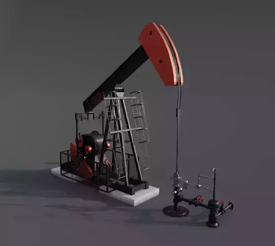 Oil pumpjack Animated Rigged PBR textures Cinematic Realistic 3D model