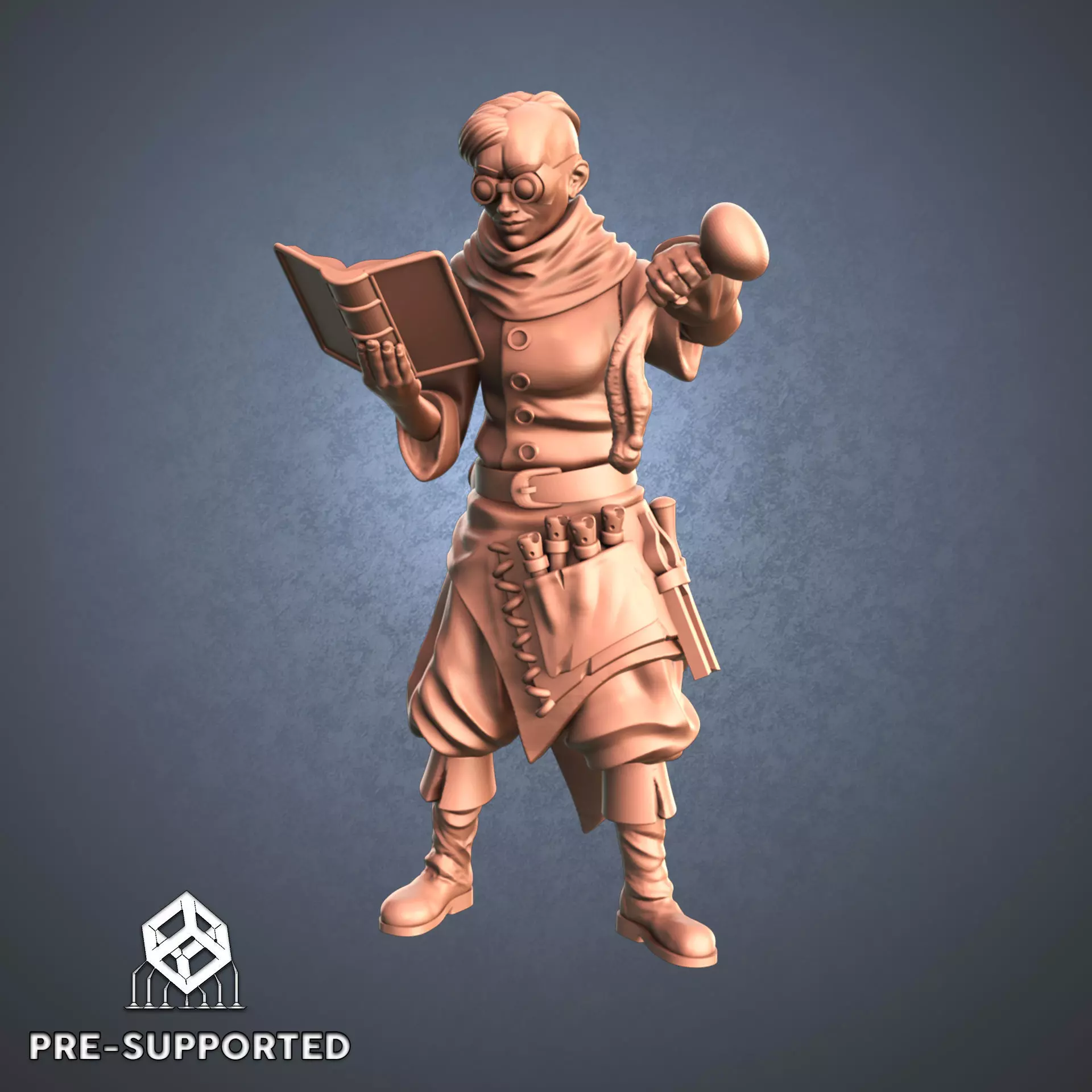 Alchemit character holding book 3D print model