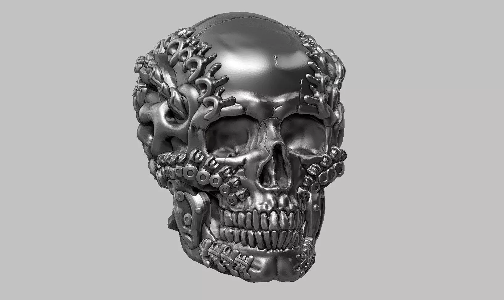 skull robot head a13 3d print model 3D print model