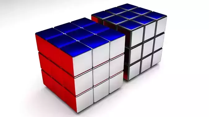 Metallic Rubiks Cube 3D model