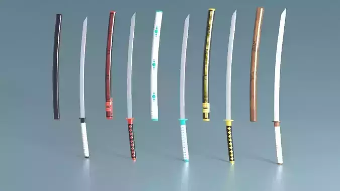 Katana Samurai Swords Blades Low-poly 3D models Low-poly 3D model