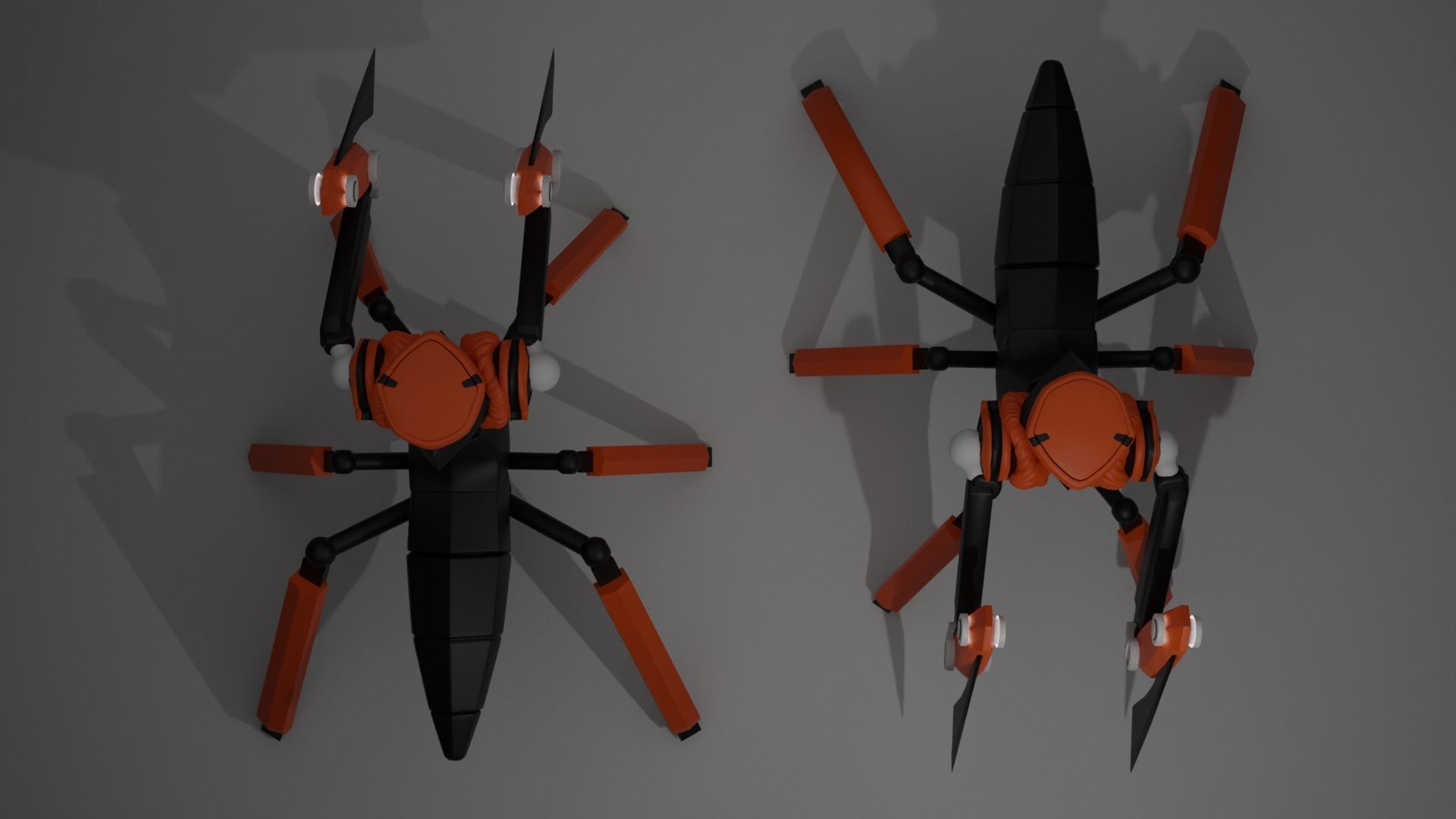 Mantis Robot Low-poly 3D model_2