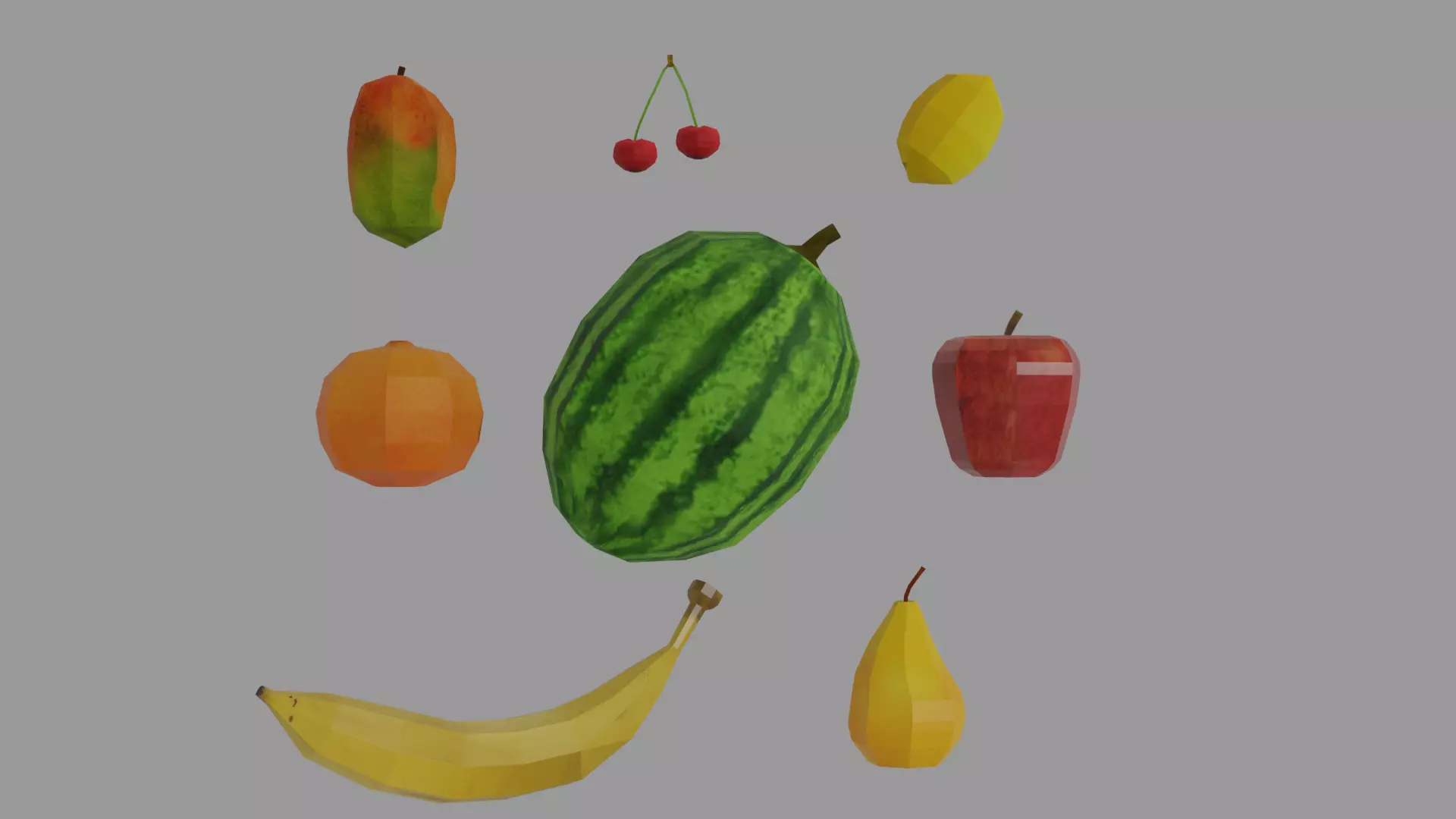 lowpoly fruits pack 3D model