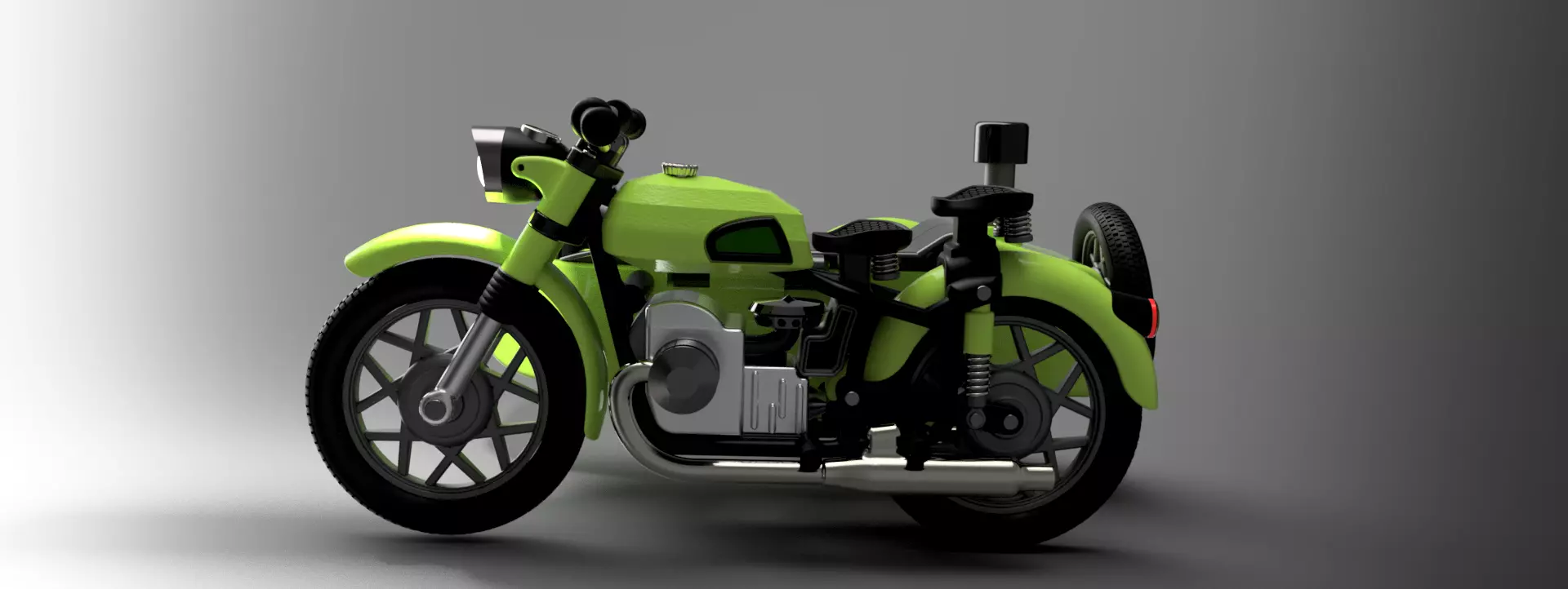MOTORCYCLE WITH SIDECAR AND TOOTHPICKS 3D print model