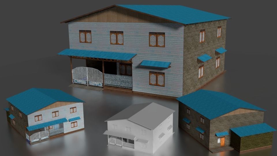 Rumah kayu tingkat 005-006 3D model_1