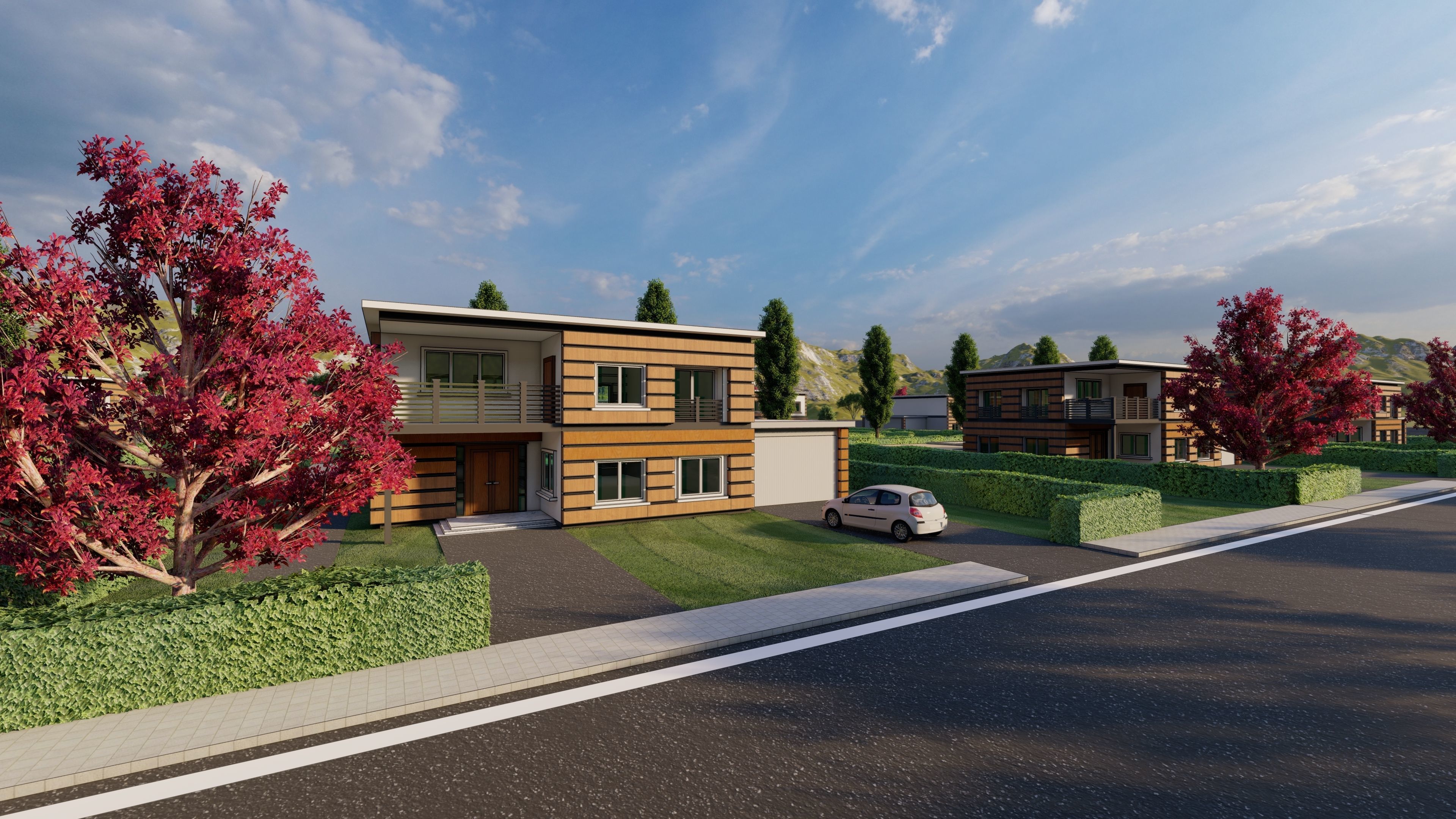 3D Villa Family House Neighborhood 3D model 3D model_3