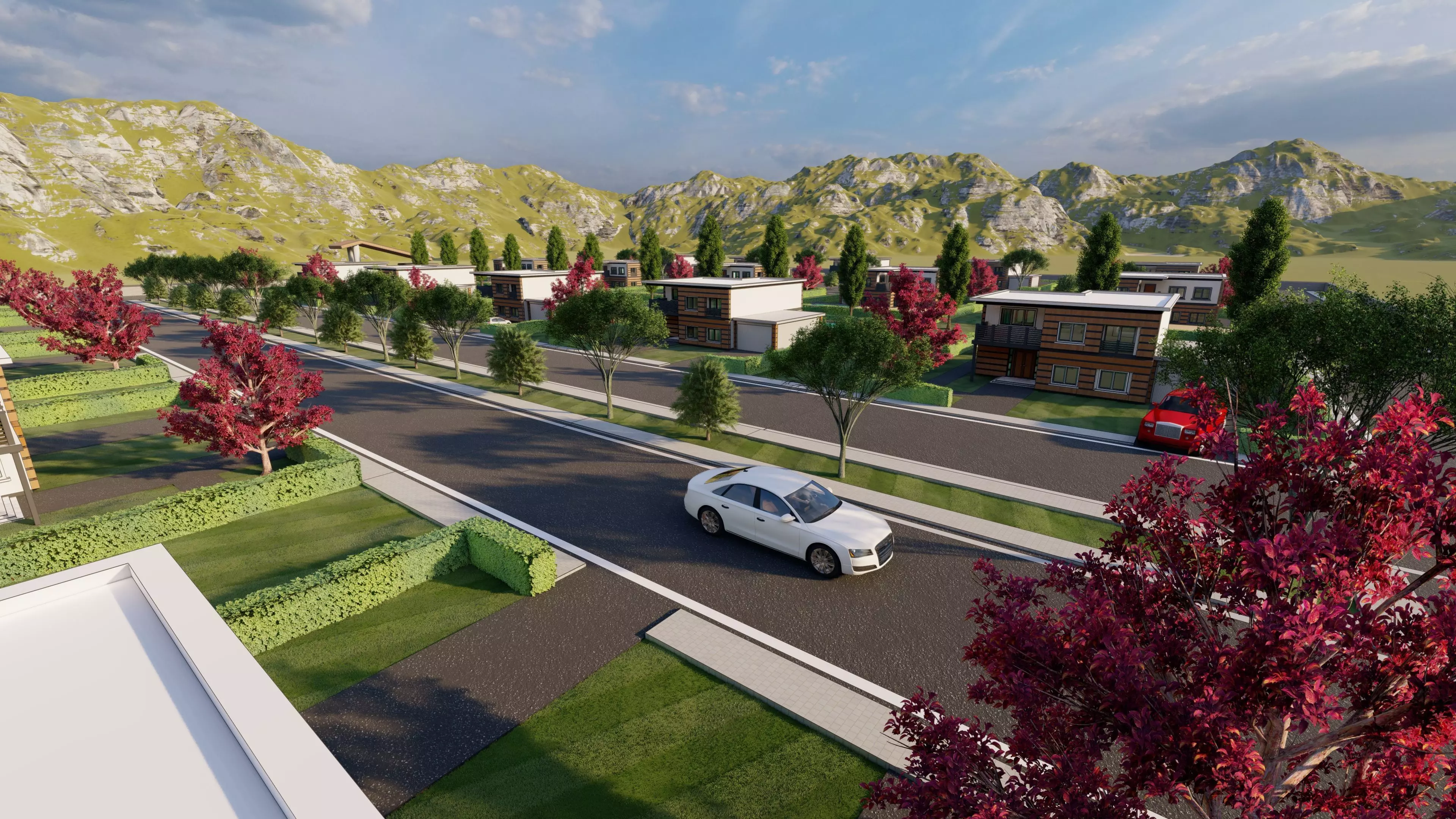 3D Villa Family House Neighborhood 3D model 3D model_0