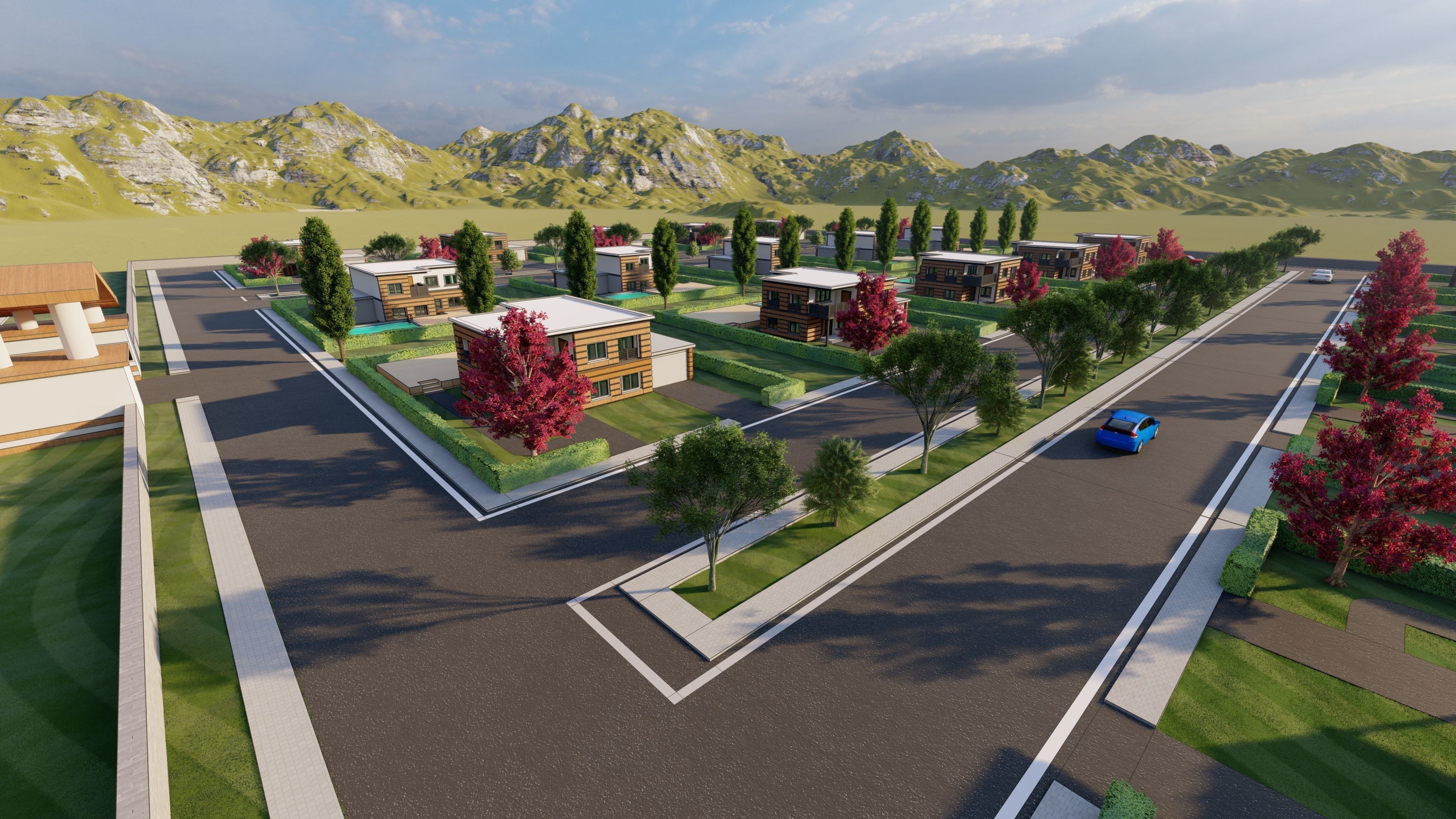 3D Villa Family House Neighborhood 3D model 3D model_5