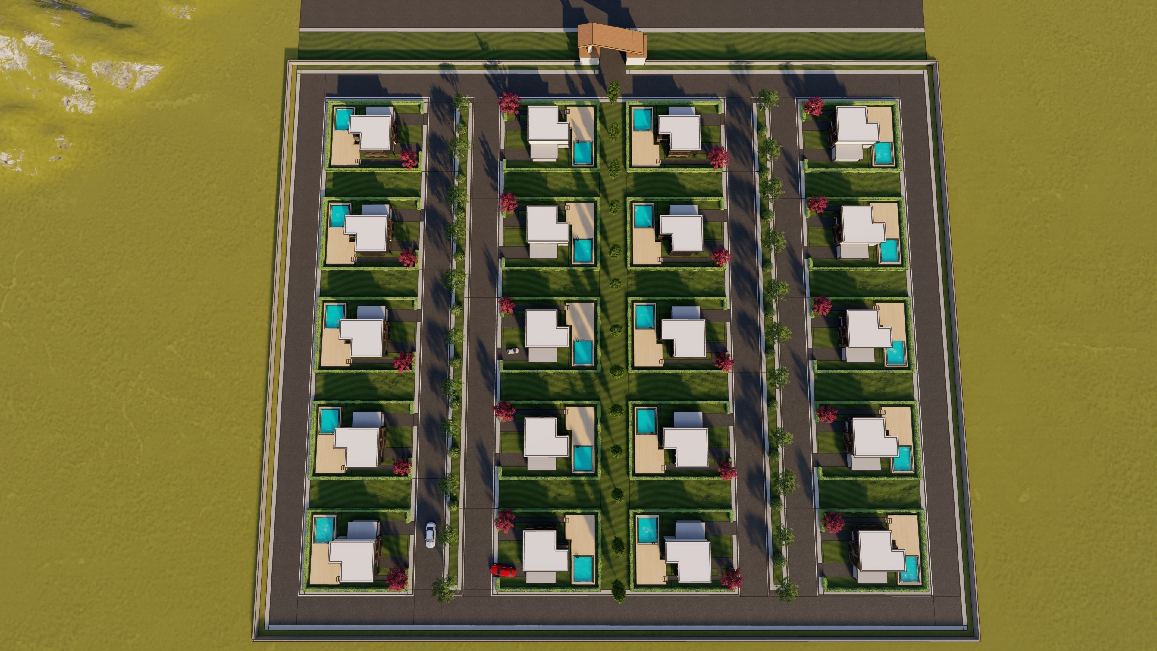 3D Villa Family House Neighborhood 3D model 3D model_1