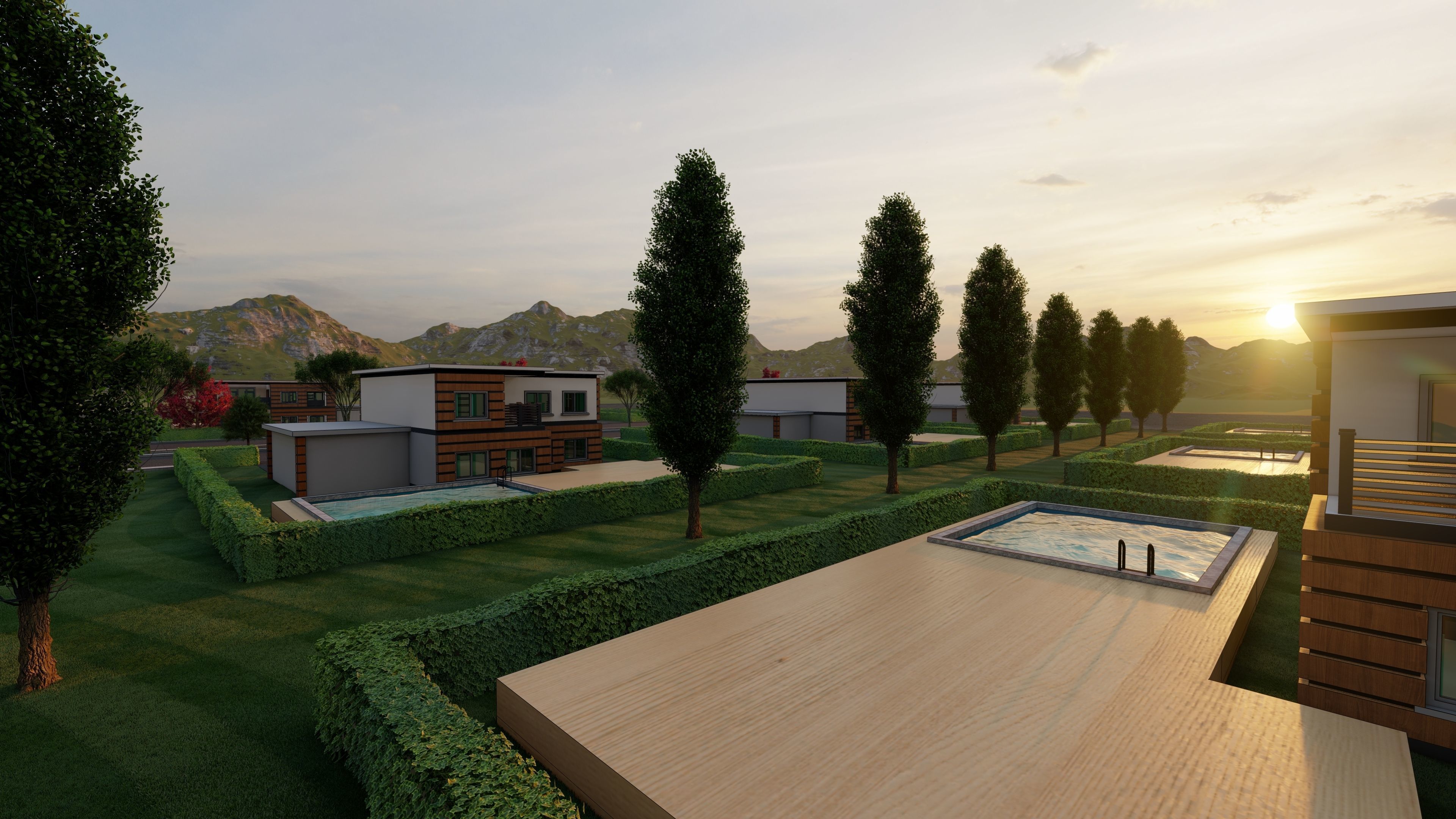 3D Villa Family House Neighborhood 3D model 3D model_8