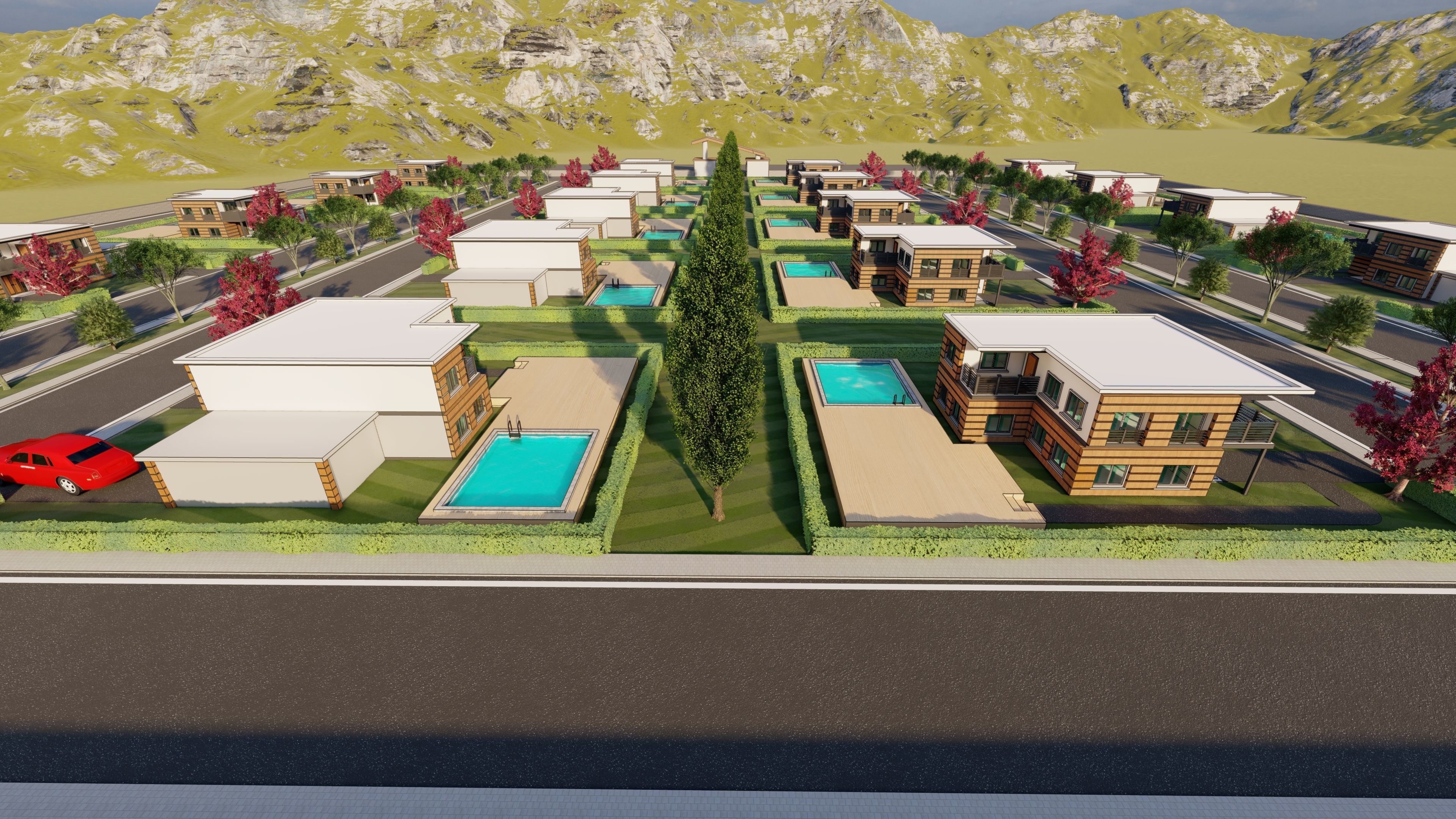 3D Villa Family House Neighborhood 3D model 3D model_10