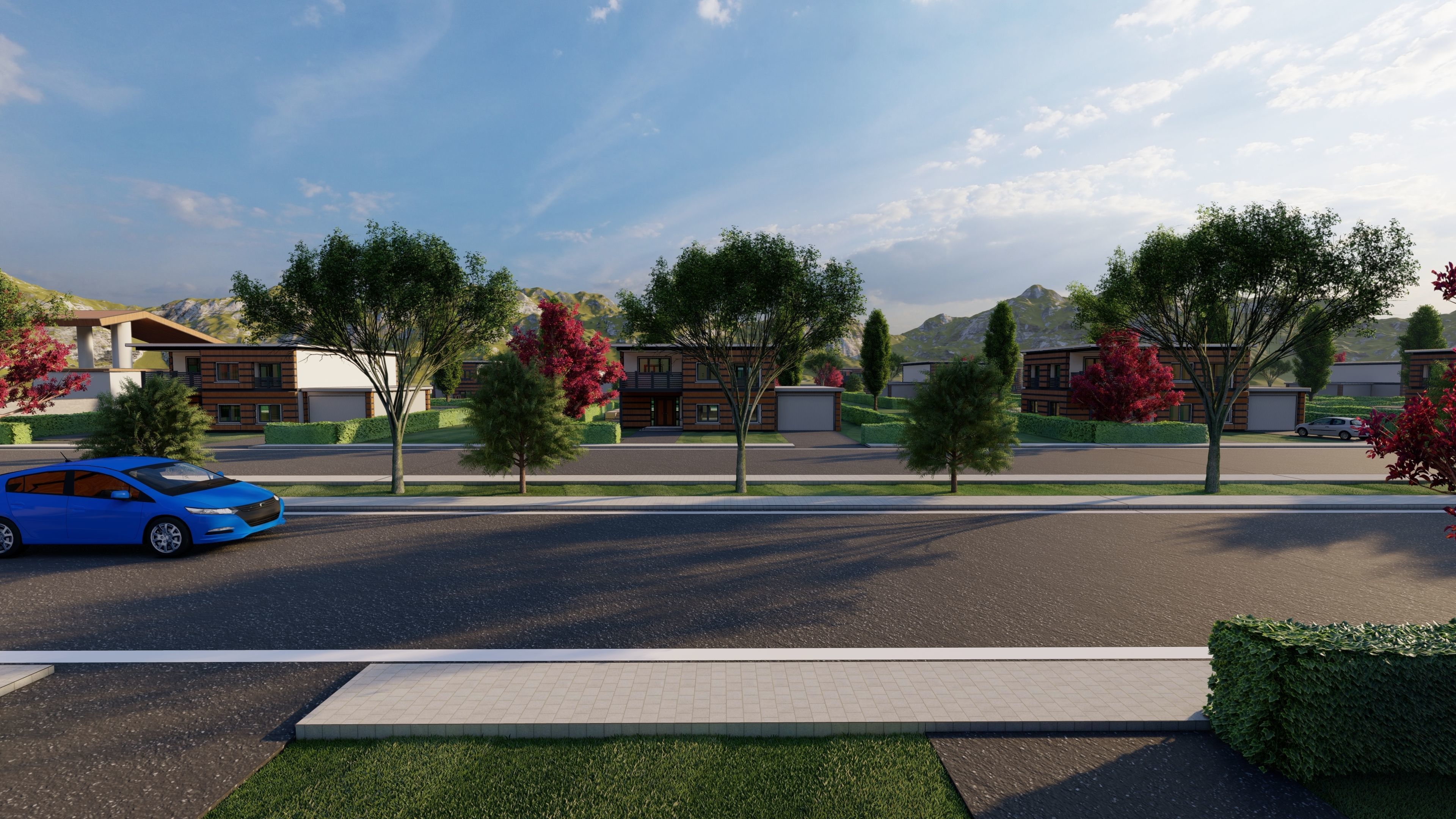 3D Villa Family House Neighborhood 3D model 3D model_2