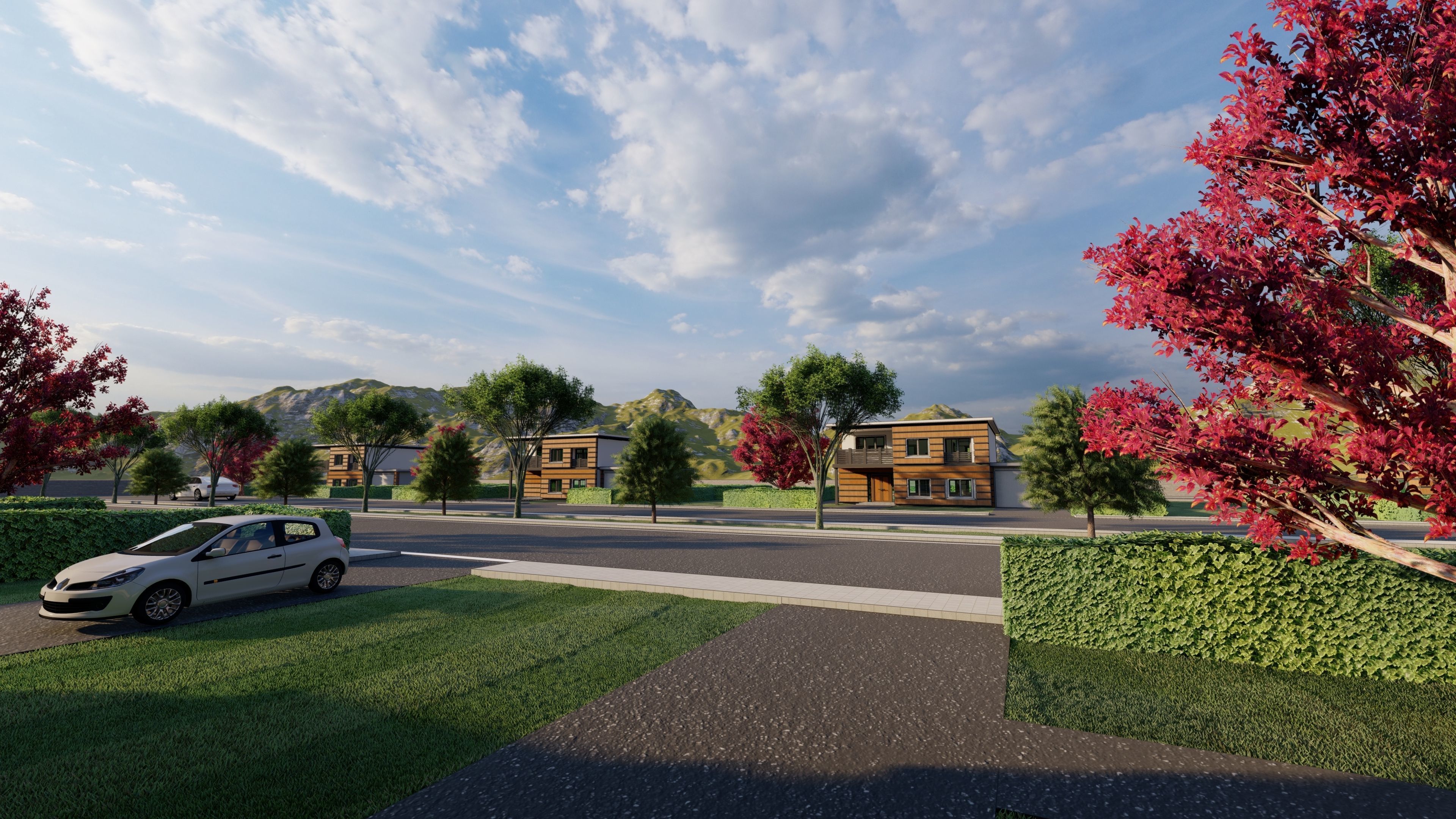3D Villa Family House Neighborhood 3D model 3D model_9